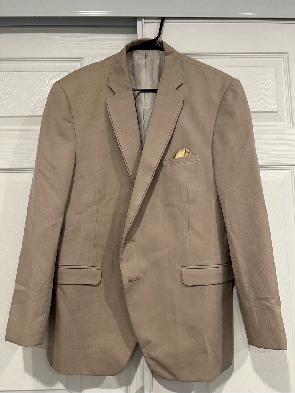 Allure Bridals Tan Men's Blazer with Gold Pocket Square